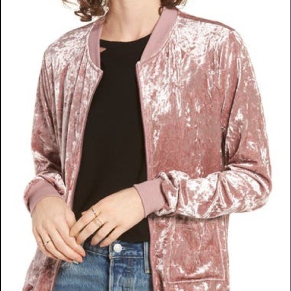 SOCIALITE Velvet Drawstring Hem Bomber Jacket,Sz M - Picture 1 of 15